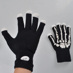 Halloween Skull LED Glowing Gloves Black Color Riding Gloves Supplies Cosplay Fancy Festival Cool Boy Girl Kids Happy Tools